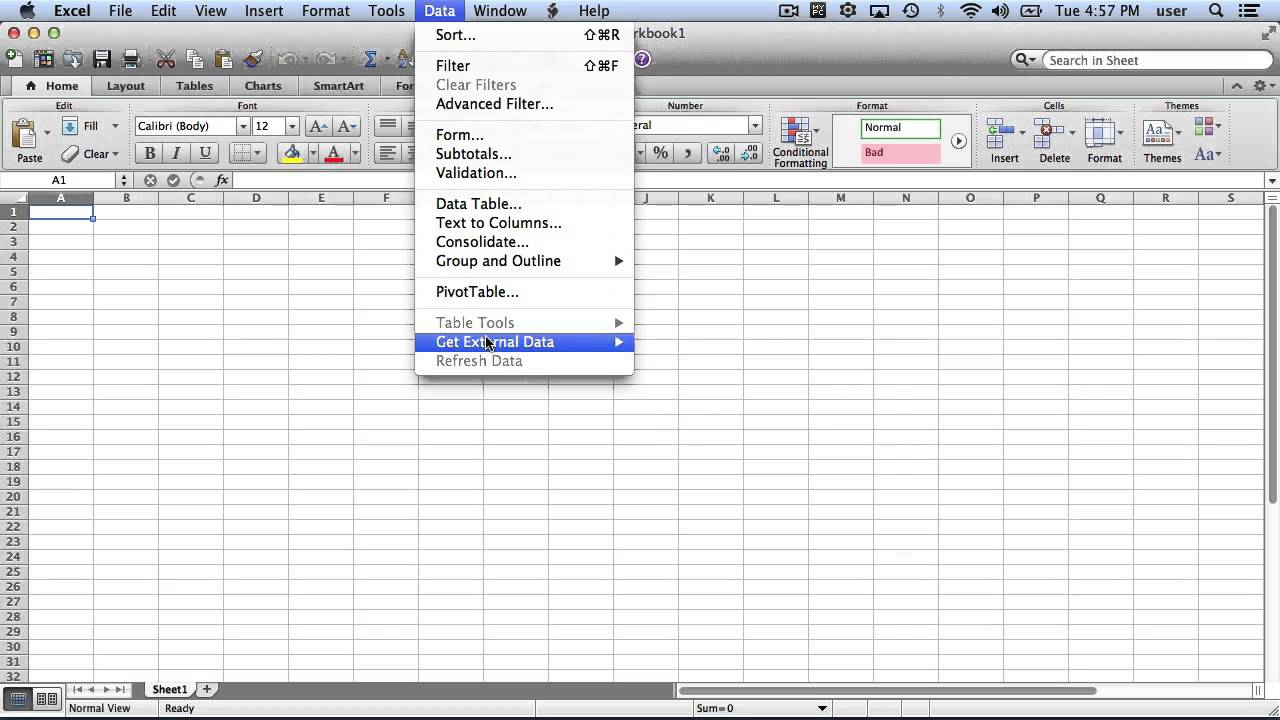 excel for mac import and edit html table